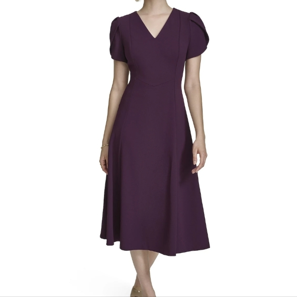 Women's Andrew Marc Tulip Fit & Flare Midi Dress Purple Size 14